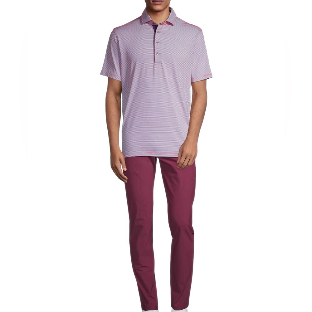 Greyson Saranac Striped Polo, Sasanqua, NWT $98, Small